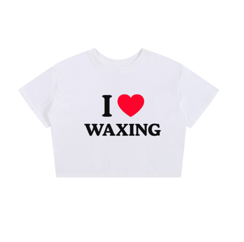 “I ❤️ WAXING” White Baby Tee