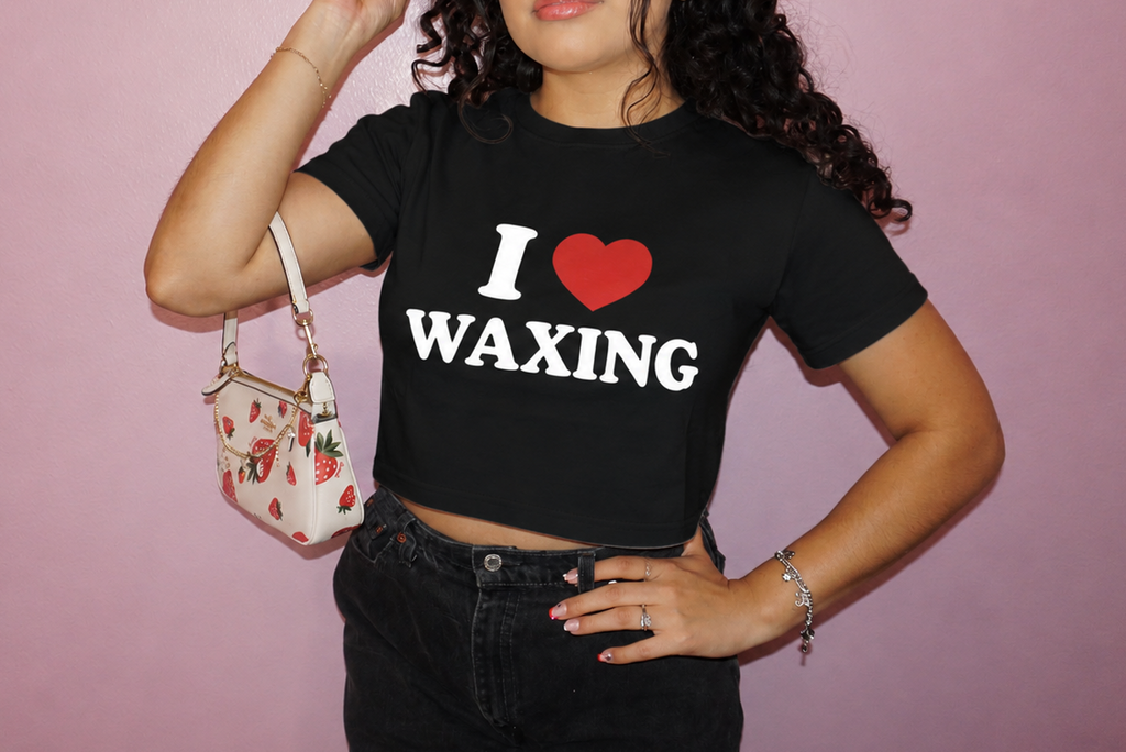 “I ❤️ WAXING” Black Baby Tee