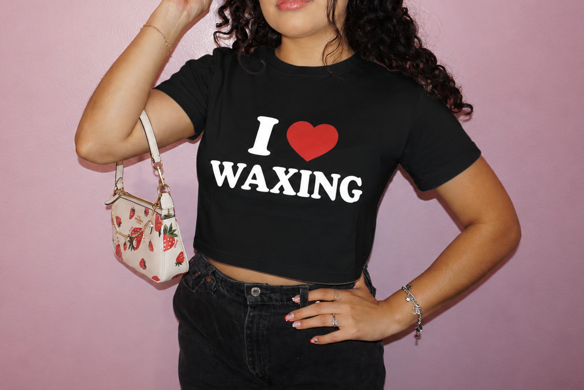 “I ❤️ WAXING” Black Baby Tee