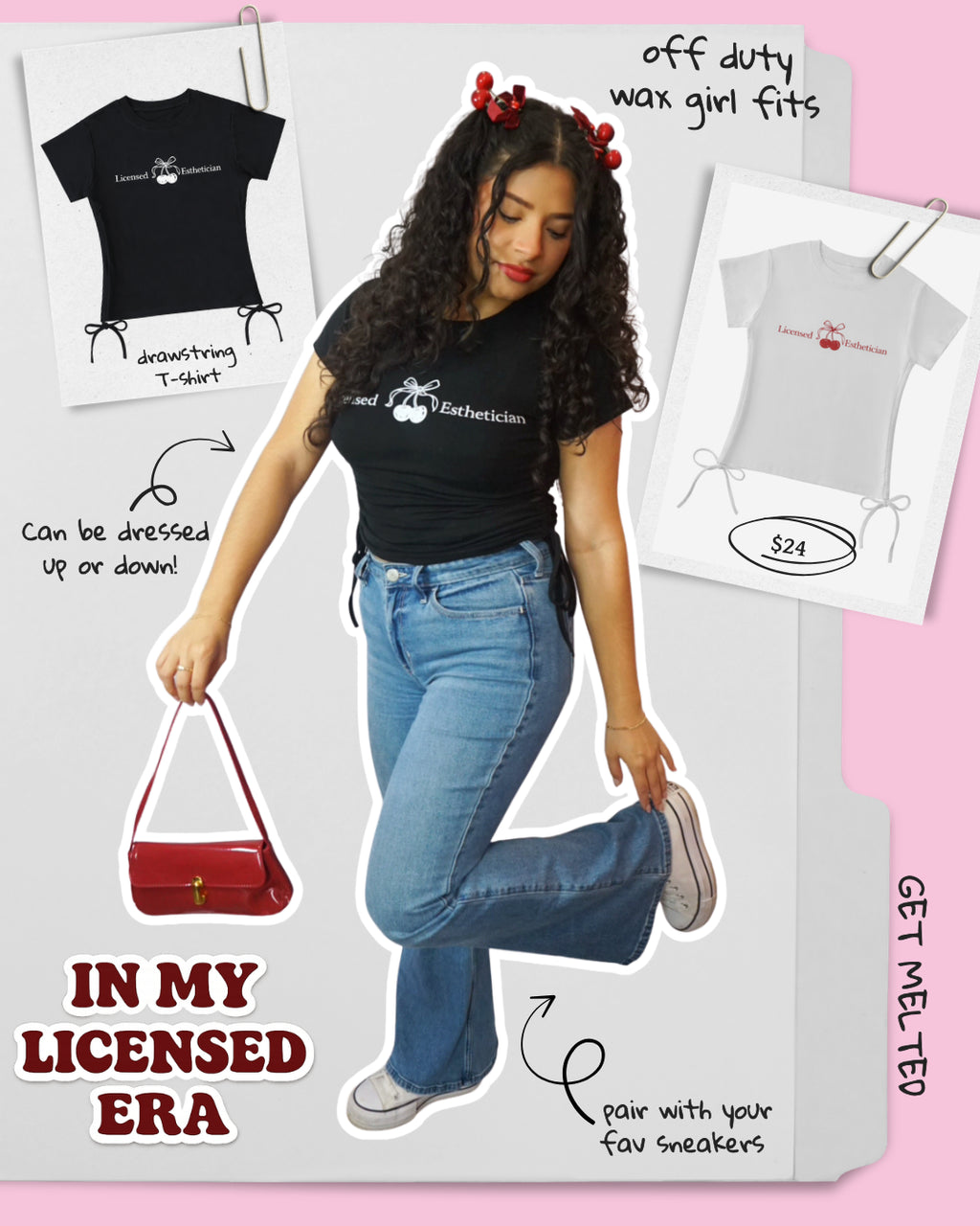 Licensed Esthetician” Draw String T - Shirt Black
