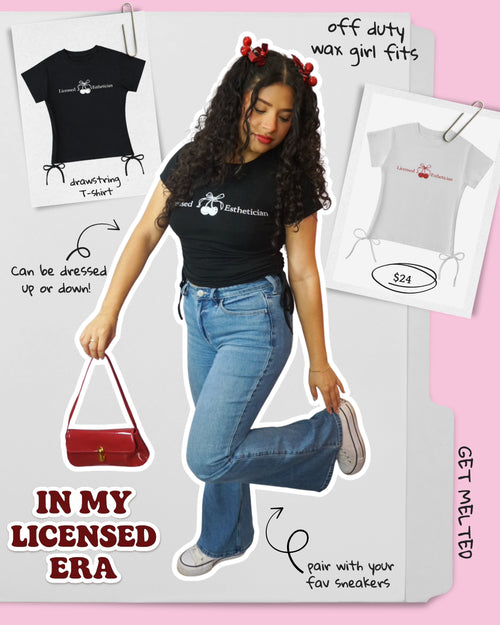 Licensed Esthetician” Draw String T - Shirt Black